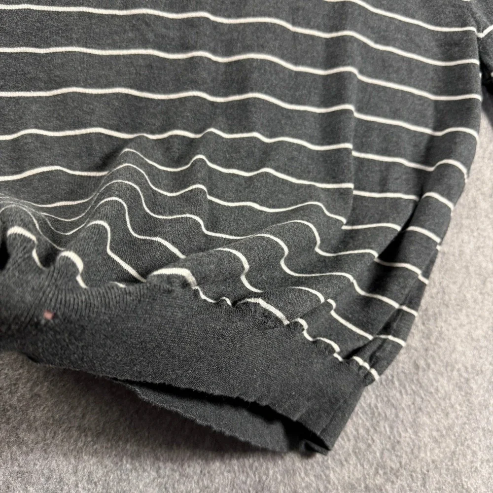 Polo Ralph Lauren Mens Pima Cotton V-Neck Striped Sweater Grey White Large